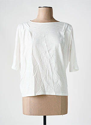 Tricou croială dreaptă mâneci scurte alb SEASON femeie