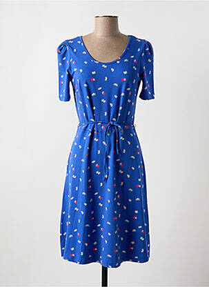 Rochie midi imprimeu fantezie mâneci scurte albastru WOW TO GO femeie