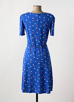 Rochie midi imprimeu fantezie mâneci scurte albastru WOW TO GO femeie