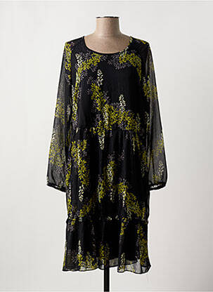 Rochie midi imprimeu fantezie mâneci lungi negru SIGNATURE femeie