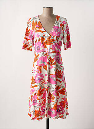 Rochie midi imprimeu floral mâneci scurte roz ZILCH femeie