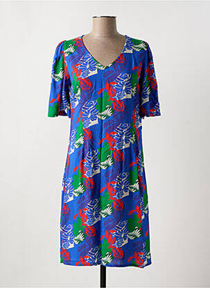 Rochie midi imprimeu fantezie mâneci scurte albastru PRINCESSE NOMADE femeie
