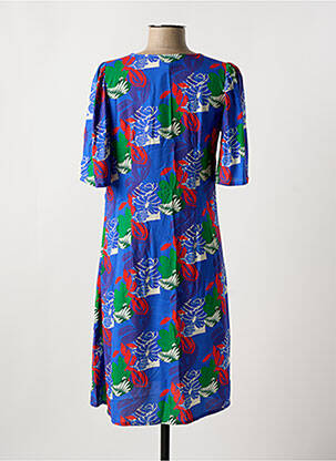 Rochie midi imprimeu fantezie mâneci scurte albastru PRINCESSE NOMADE femeie