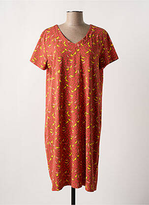 Rochie midi imprimeu fantezie mâneci scurte portocalie ZILCH femeie