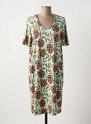 Rochie midi imprimeu fantezie mâneci scurte verde ZILCH femeie