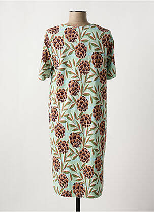Rochie midi imprimeu fantezie mâneci scurte verde ZILCH femeie