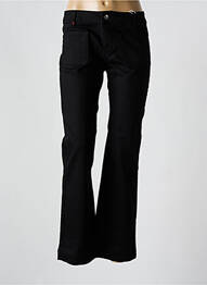 Pantalon evazat închidere cu fermoar sub clapetă cu nasturi negru F.A.M. femme