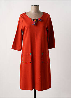 Rochie midi mâneci 3/4 mâneci 3/4 portocalie MALOKA femeie