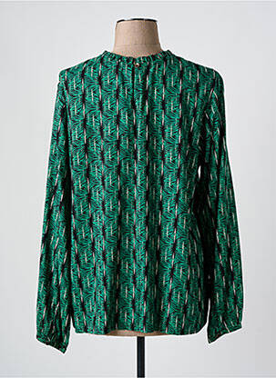 Bluză țesătură poplin mâneci lungi verde PRINCESSE NOMADE femeie