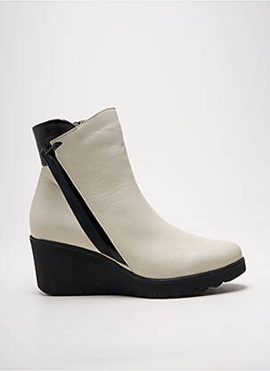 Botine/ghete vârf rotund toc de 4 la 6 cm alb PAULA URBAN femeie