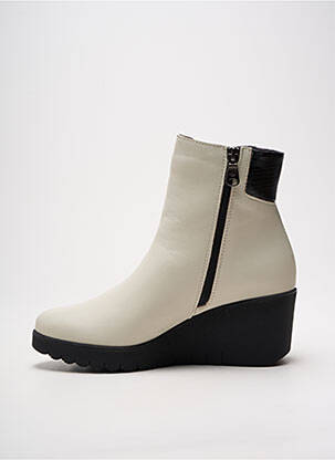Botine/ghete vârf rotund toc de 4 la 6 cm alb PAULA URBAN femeie