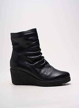 Botine/ghete țesătură satinată toc de 7 la 9 cm negru PAULA URBAN femeie