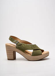 Sandale/pantofi decupați semi compensat toc de 7 la 9 cm verde MKD femme