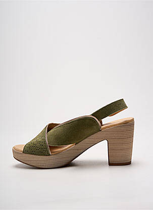 Sandale/pantofi decupați semi compensat toc de 7 la 9 cm verde MKD femeie