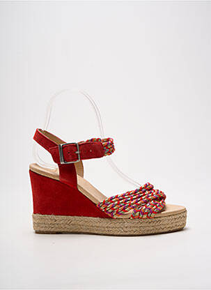 Espadrile țesătură satinată toc de 7 la 9 cm roșu MKD femeie