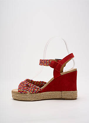 Espadrile țesătură satinată toc de 7 la 9 cm roșu MKD femeie