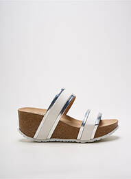 Mulete/saboți material neted toc de 7 la 9 cm argintiu SANTAFE femme