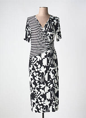 Rochie midi imprimeu floral mâneci scurte negru MALOKA femeie