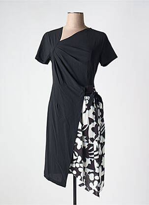 Rochie midi imprimeu floral mâneci scurte negru MALOKA femeie