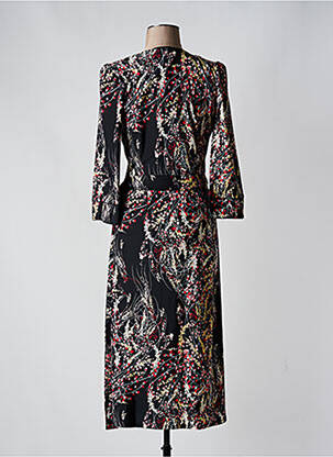 Rochie midi imprimeu floral mâneci lungi negru K-DESIGN femeie