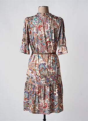 Rochie midi mâneci 3/4 mâneci 3/4 portocaliu K-DESIGN femeie