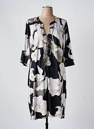 Rochie midi imprimeu floral mâneci 3/4 negru K-DESIGN femeie