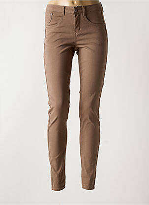 Pantalon slim țesătură poplin mărime normală maro CREAM femeie