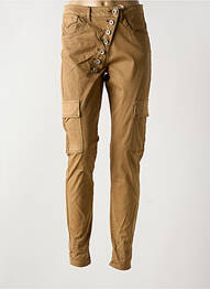 Pantalon slim țesătură poplin mărime normală maro CREAM femeie