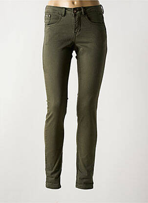 Pantalon slim țesătură poplin mărime normală verde CREAM femeie