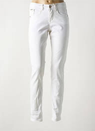 Pantalon slim țesătură poplin mărime normală alb CREAM femeie