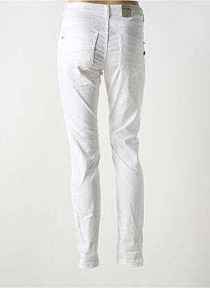 Pantalon slim țesătură poplin mărime normală alb CREAM femeie