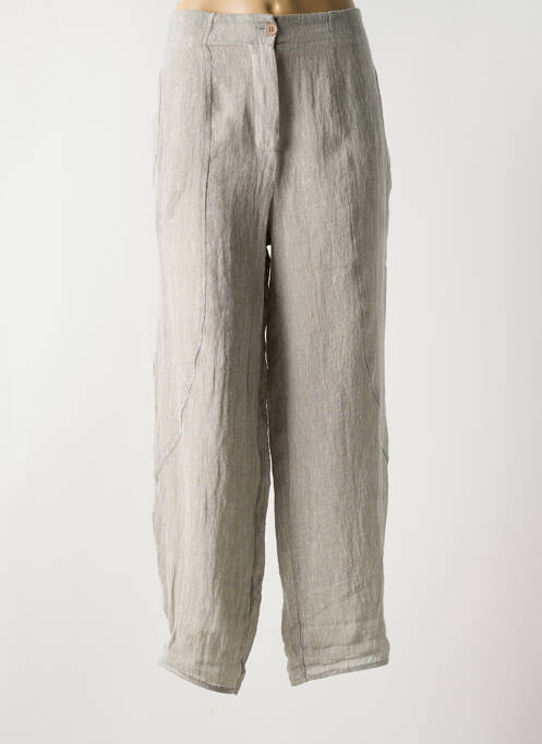 Pantalon larg închidere cu fermoar sub clapetă cu nasturi mărime normală gri NIJII femme