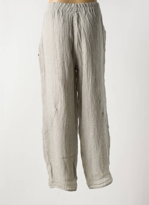 Pantalon larg închidere cu fermoar sub clapetă cu nasturi mărime normală gri NIJII femme