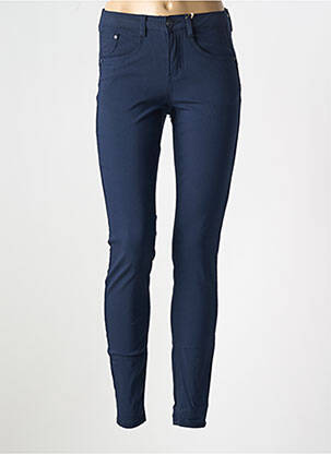 Pantalon slim țesătură poplin mărime normală albastru CREAM femeie