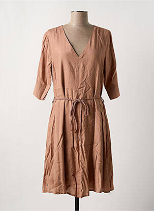 Rochie midi mâneci scurte mâneci scurte maro CREAM femeie