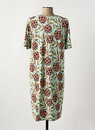 Rochie midi imprimeu fantezie mâneci scurte verde ZILCH femeie