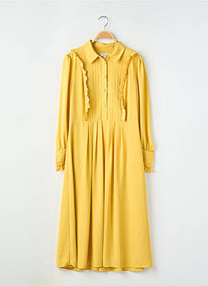 Rochie midi mâneci lungi mâneci lungi galben CLAUDIE PIERLOT femeie