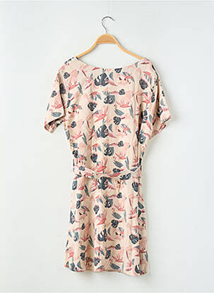 Rochie midi imprimeu floral mâneci scurte bej SANS MARQUE femeie