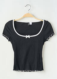 Top elasticitate mâneci scurte negru DIVIDED H&M femme