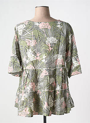 Bluză țesătură poplin mâneci scurte verde ORIENTIQUE NATURALLY femeie