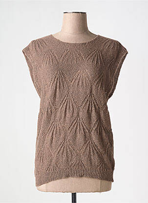 Pulover croială cambrată mâneci scurte maro CREAM femeie
