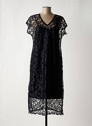 Rochie midi croială fluidă mâneci scurte negru MALOKA femeie