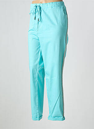 Pantalon drept talie elastică albastru ORIENTIQUE NATURALLY femeie