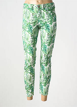 Pantalon chino închidere cu fermoar sub clapetă cu nasturi verde CREAM femeie