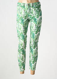 Pantalon chino închidere cu fermoar sub clapetă cu nasturi verde CREAM femeie