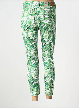 Pantalon chino închidere cu fermoar sub clapetă cu nasturi verde CREAM femeie