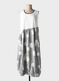 Rochie lungă țesătură poplin fără mâneci alb GERSHON BRAM femeie