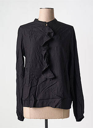 Bluză țesătură poplin mâneci lungi negru CREAM femeie