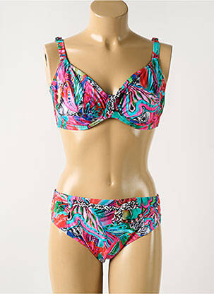 Costum de baie din două piese elasticitate sutien cupe întregi cu decolteu înalt roz ROSE POMME femeie
