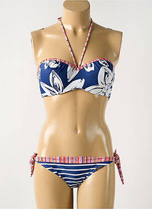 Costum de baie din două piese elasticitate top sutien modelat albastru OLYMPIA femeie